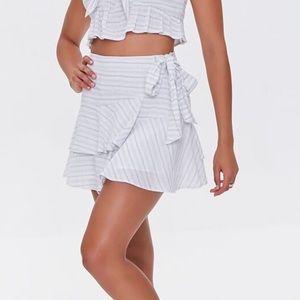 3/$15 Forever21 Striped Flounce Blue & White Mini Skirt